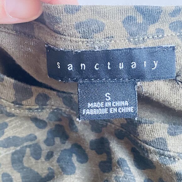 Sanctuary Dress Small So Twisted Green T Shirt Cheetah Print - Picture 7 of 9